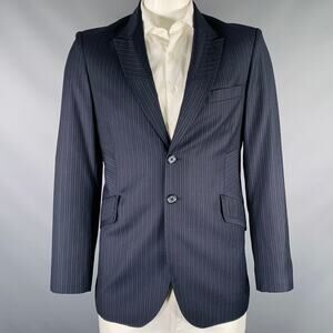AUGUST Size 42 Navy Blue Stripe Single Breasted Sport Coat